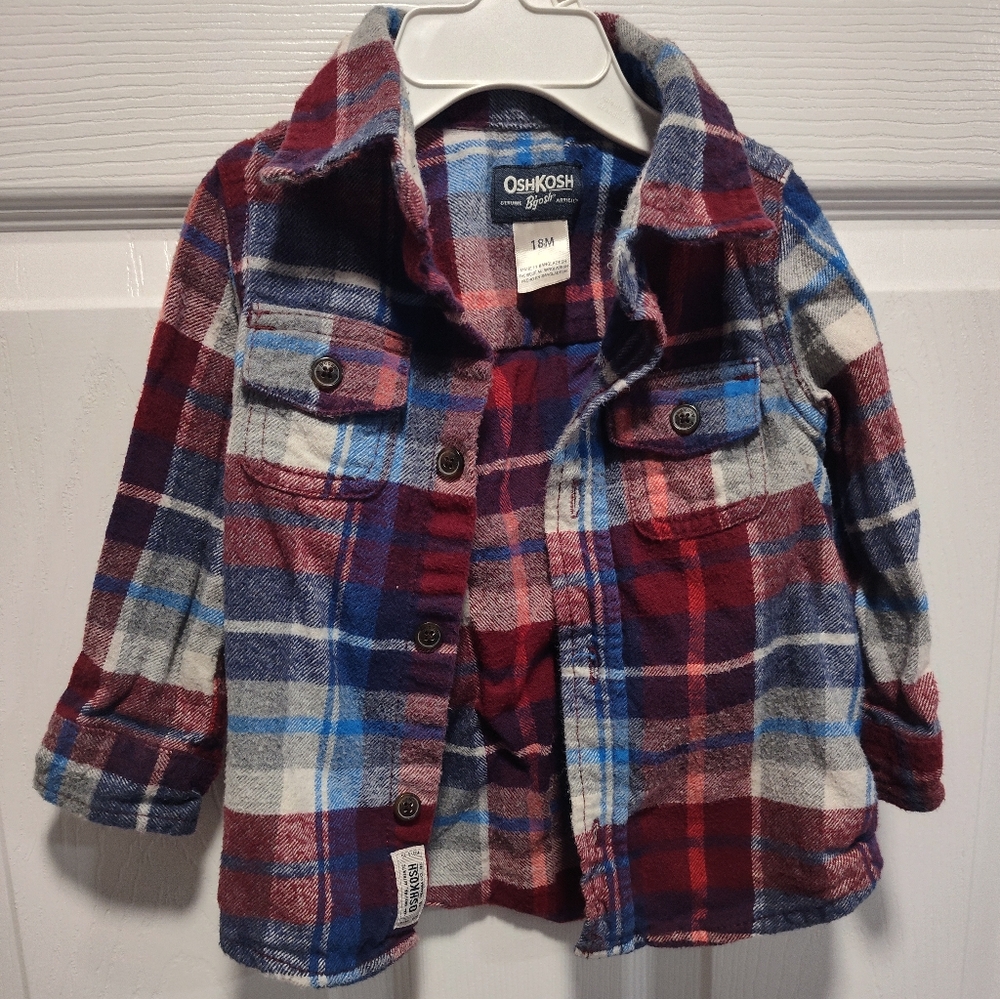OshKosh B'gosh Plaid Flannel Shirt, Size 18 Months